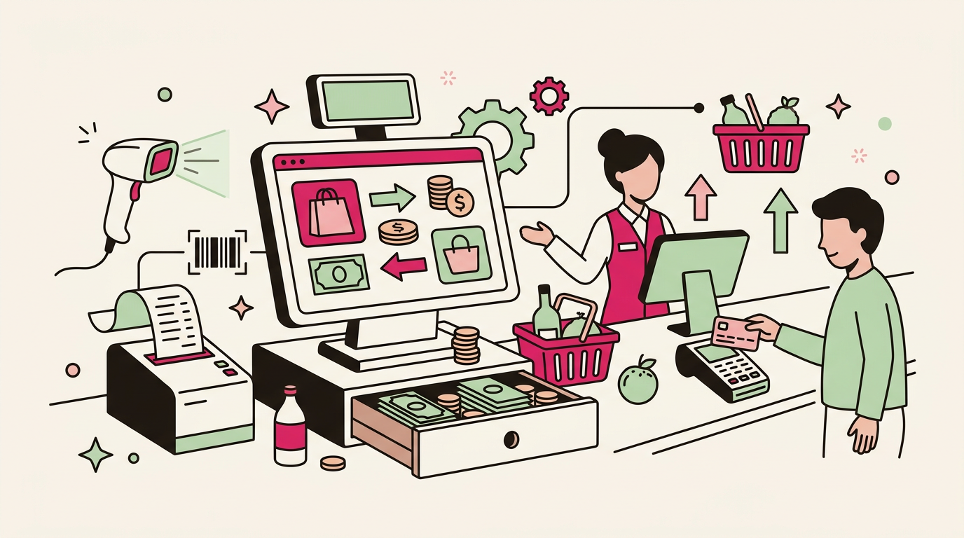 Illustration cartoon, Caisse enregistreuse tactile : tout ce que vous devez savoir avant d'acheter