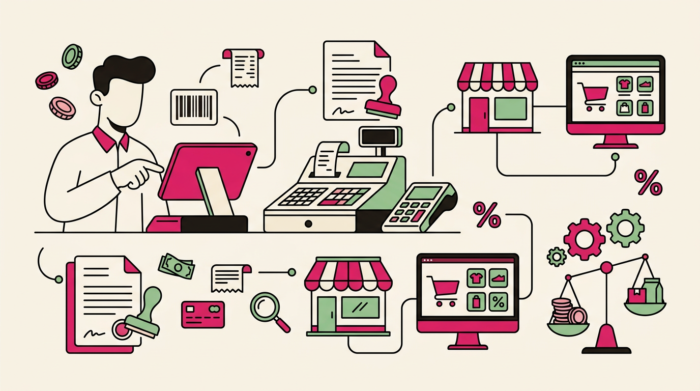 Illustration cartoon, Comment choisir sa solution caisse pour son commerce ?