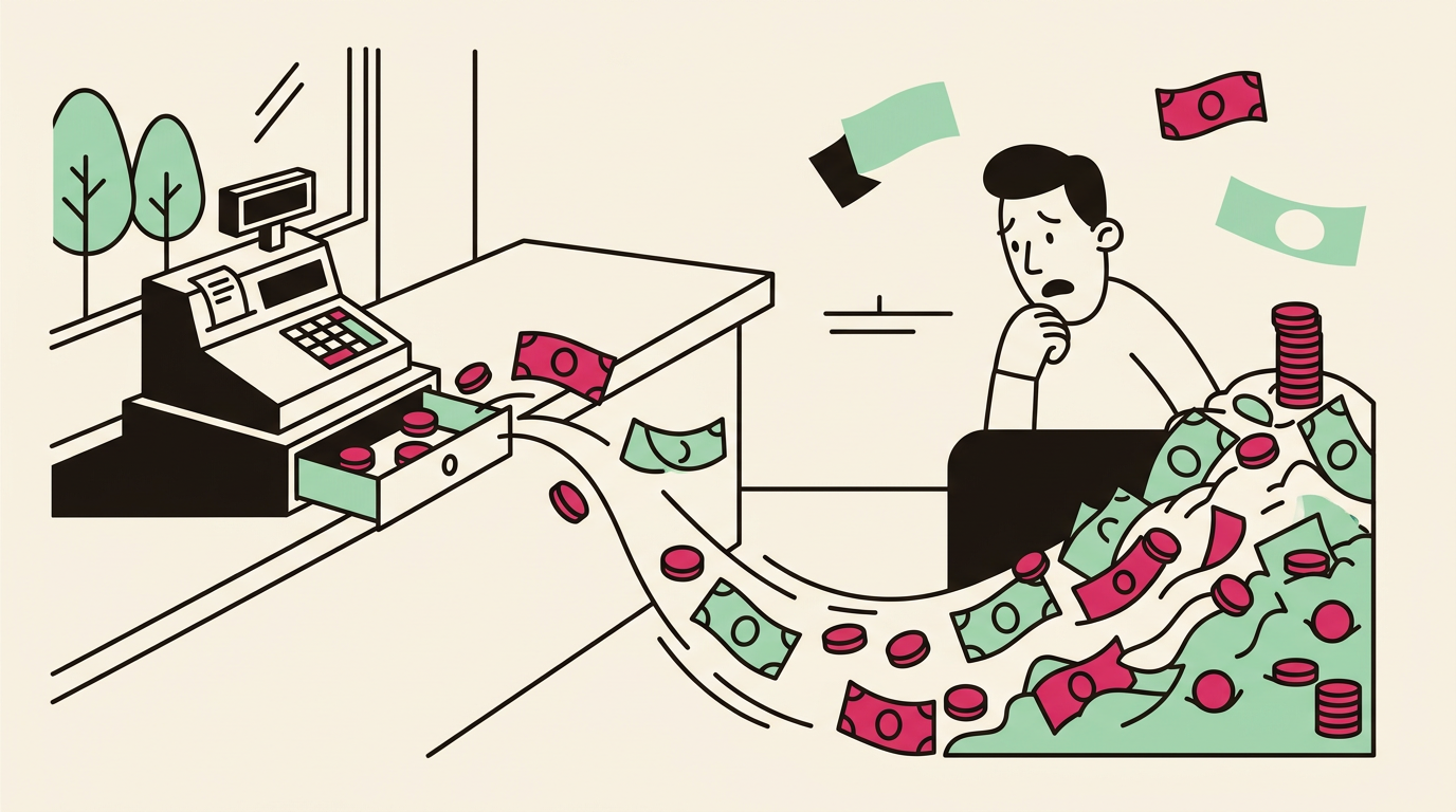 Illustration cartoon, Erreurs de caisse : combien vous coûtent-elles vraiment ?