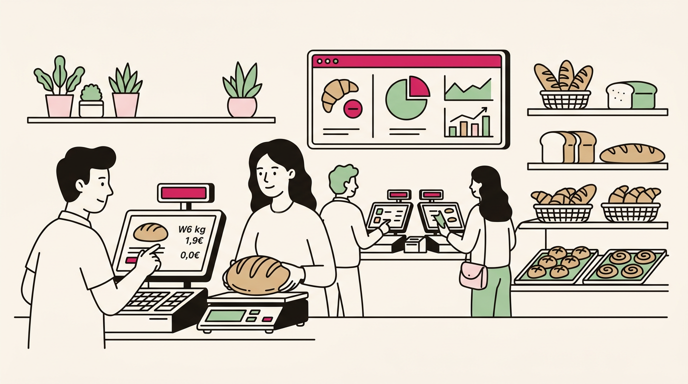 Illustration cartoon, Quel logiciel de caisse choisir pour une boulangerie